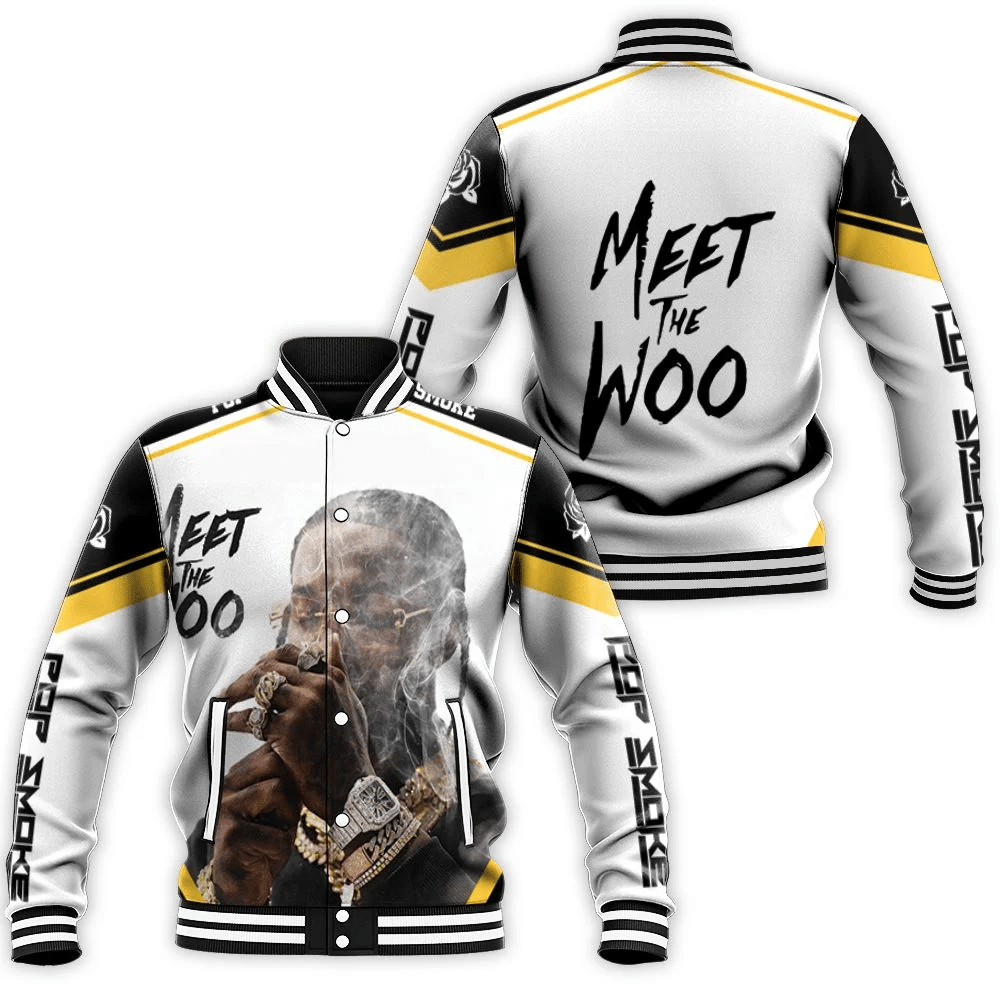 Pop Smoke Meet The Woo Album Smoking Baseball Jacket for Men Women