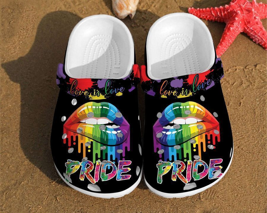 Pride Lips Love Is Lgbt Rainbow Crocs Clog Shoes