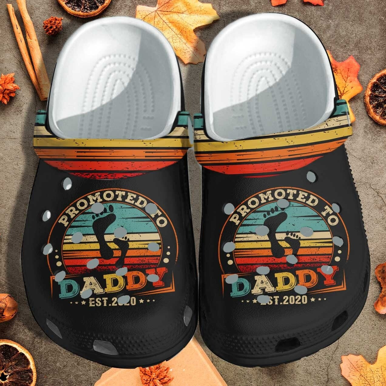 Promoted To Daddy 2022 Crocs Shoes Clogs For Men- The First Father Day Outdoor Shoe Gifts For Husband
