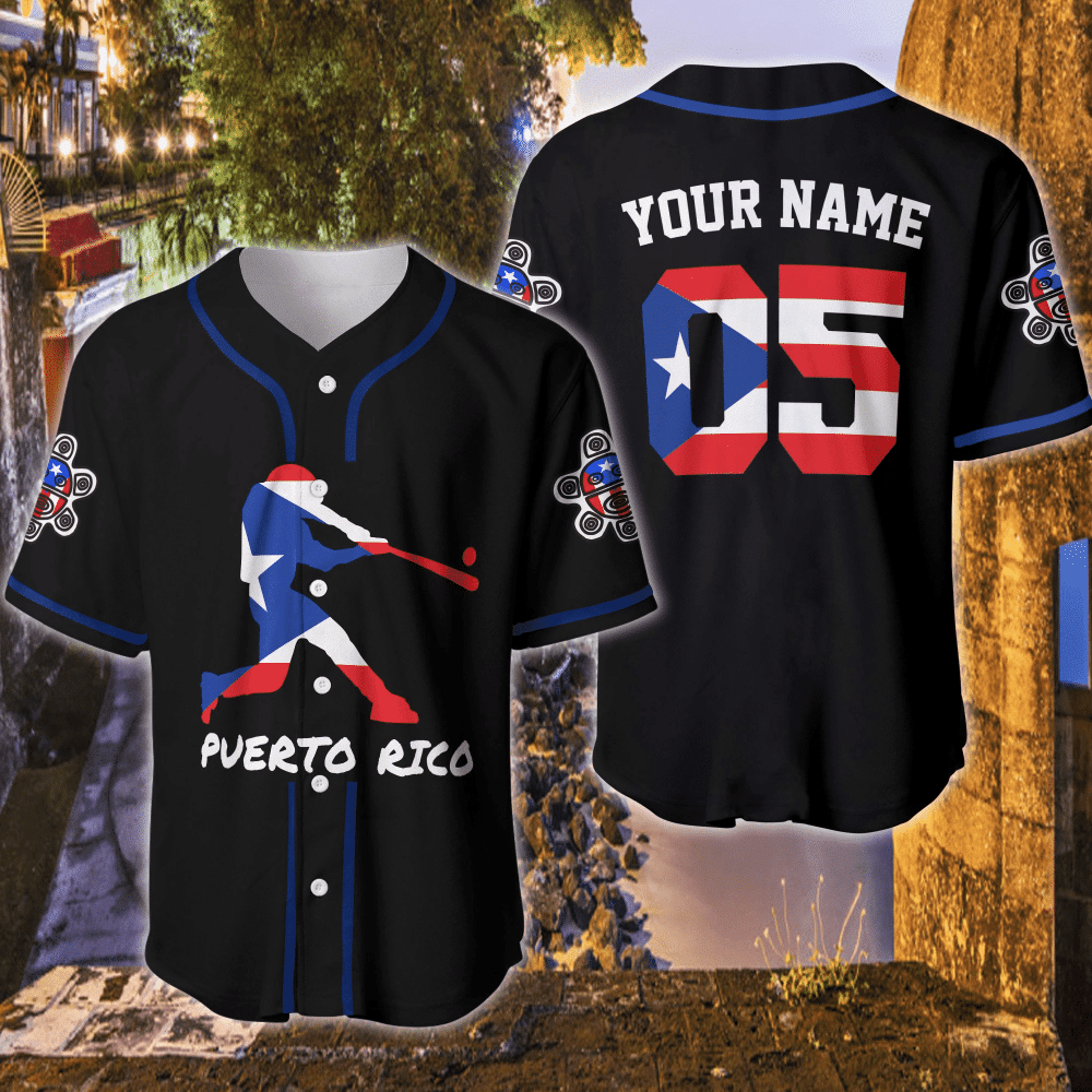 Puerto Rico Baseball Player Custom Name And Number Baseball Jersey