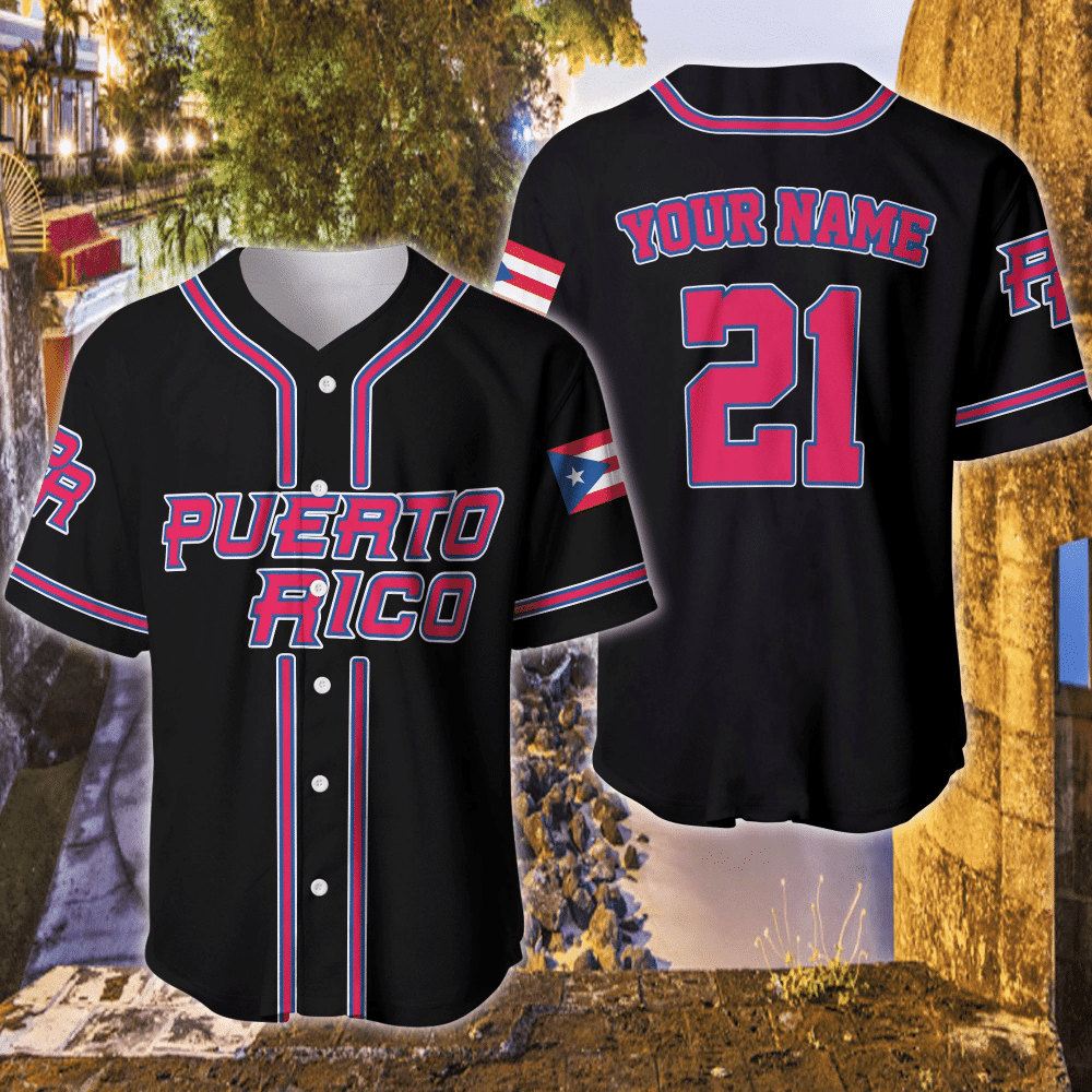Puerto Rico Black Custom Name And Number Baseball Jersey 9821H