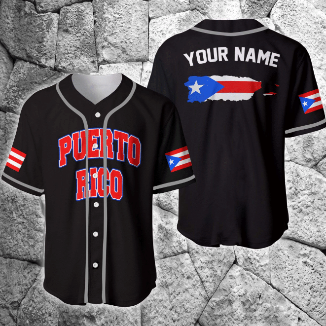 Puerto Rico Flag Custom Name Baseball Jersey