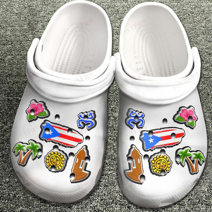 Puerto Rico With Symbols Crocs Classic Clogs Shoes