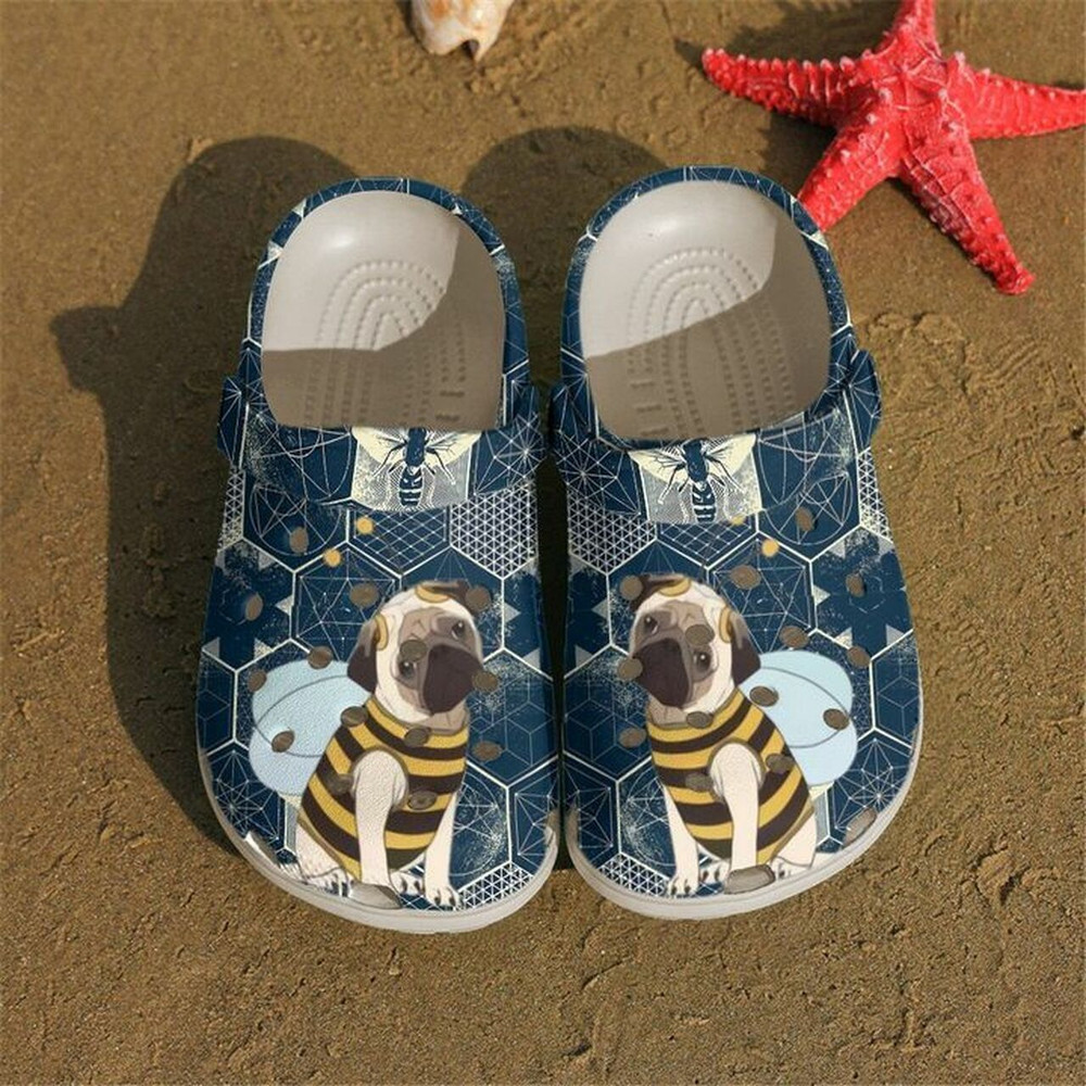 Pug Love Bee 102 Gift For Lover Rubber Crocs Clog Shoes Comfy Footwear