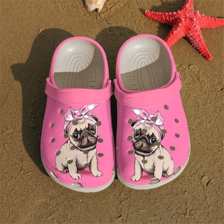 Pug Pink Crocs Clog Shoes