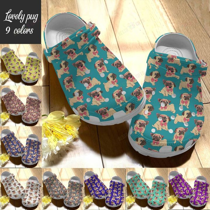 Pug White Sole Lovely Pug Pattern Crocs Classic Clogs Shoes