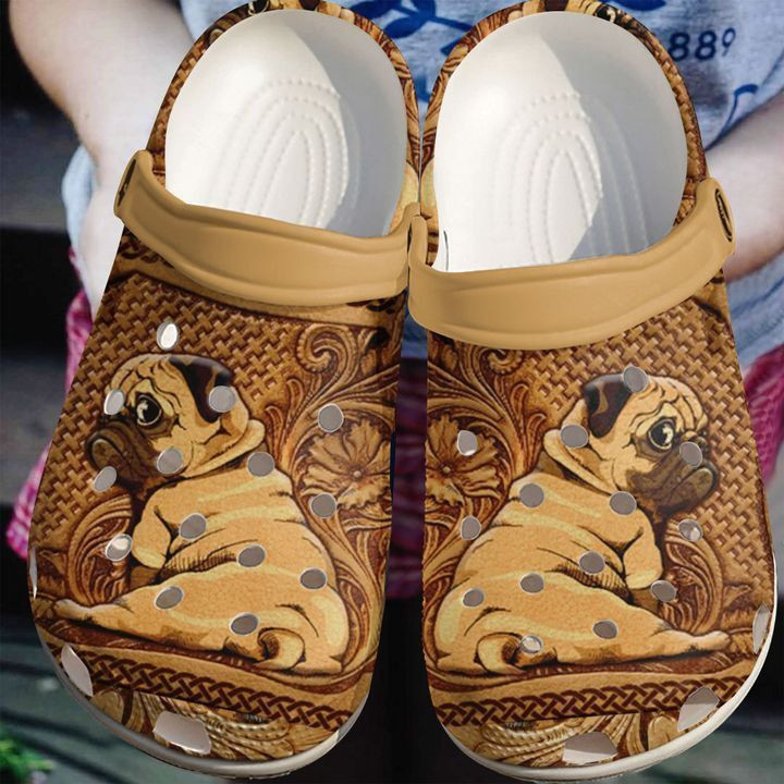 Pug Wooden Rubber Crocs Clog Shoes Comfy Footwear
