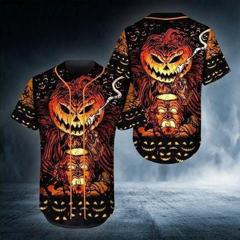 Pumpkin Skull Happy Halloween Baseball Jersey