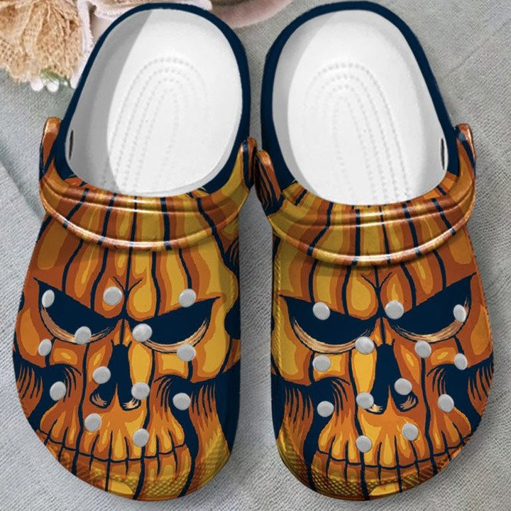 Pumpkin Skull Tattoo Clogs Crocs Shoes Gift For Halloween Thanksgiving PSkull