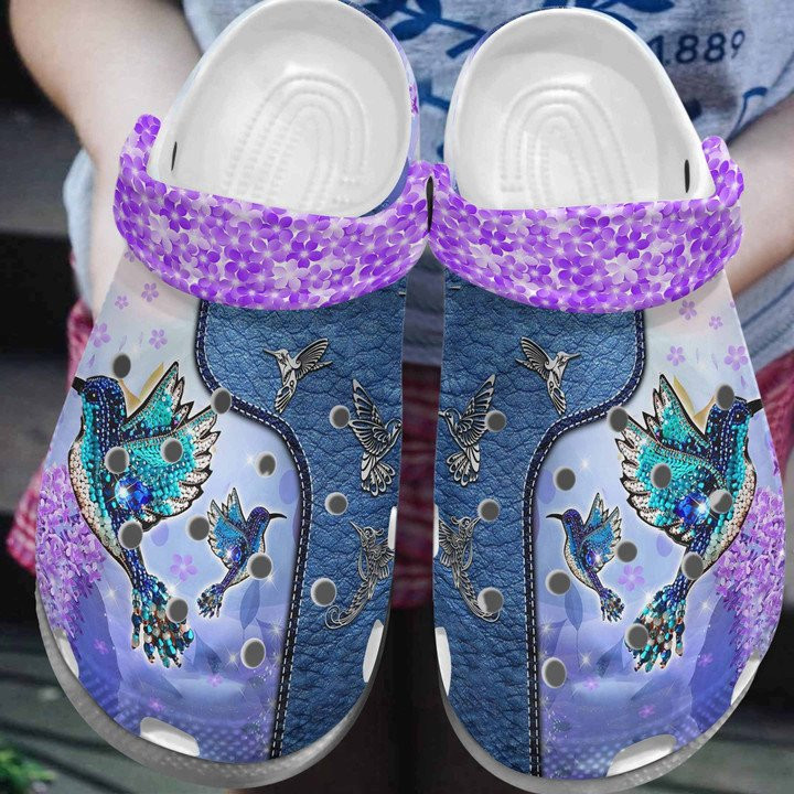 Purple Garden With Hummingbird Shoes Luxury Bird Crocs Clogs