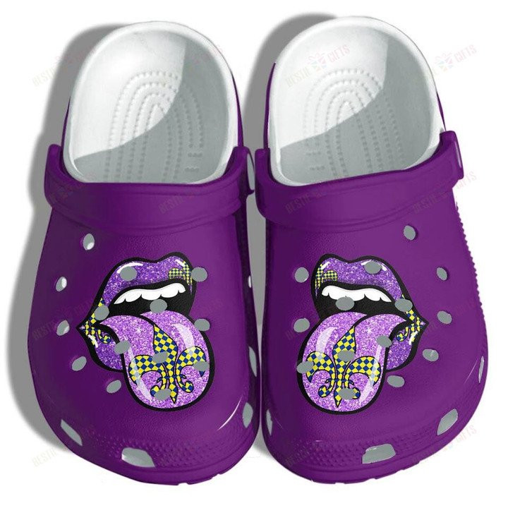Purple Lip Mardi Gras In New Orleans Crocs Classic Clogs Shoes PANCR0574