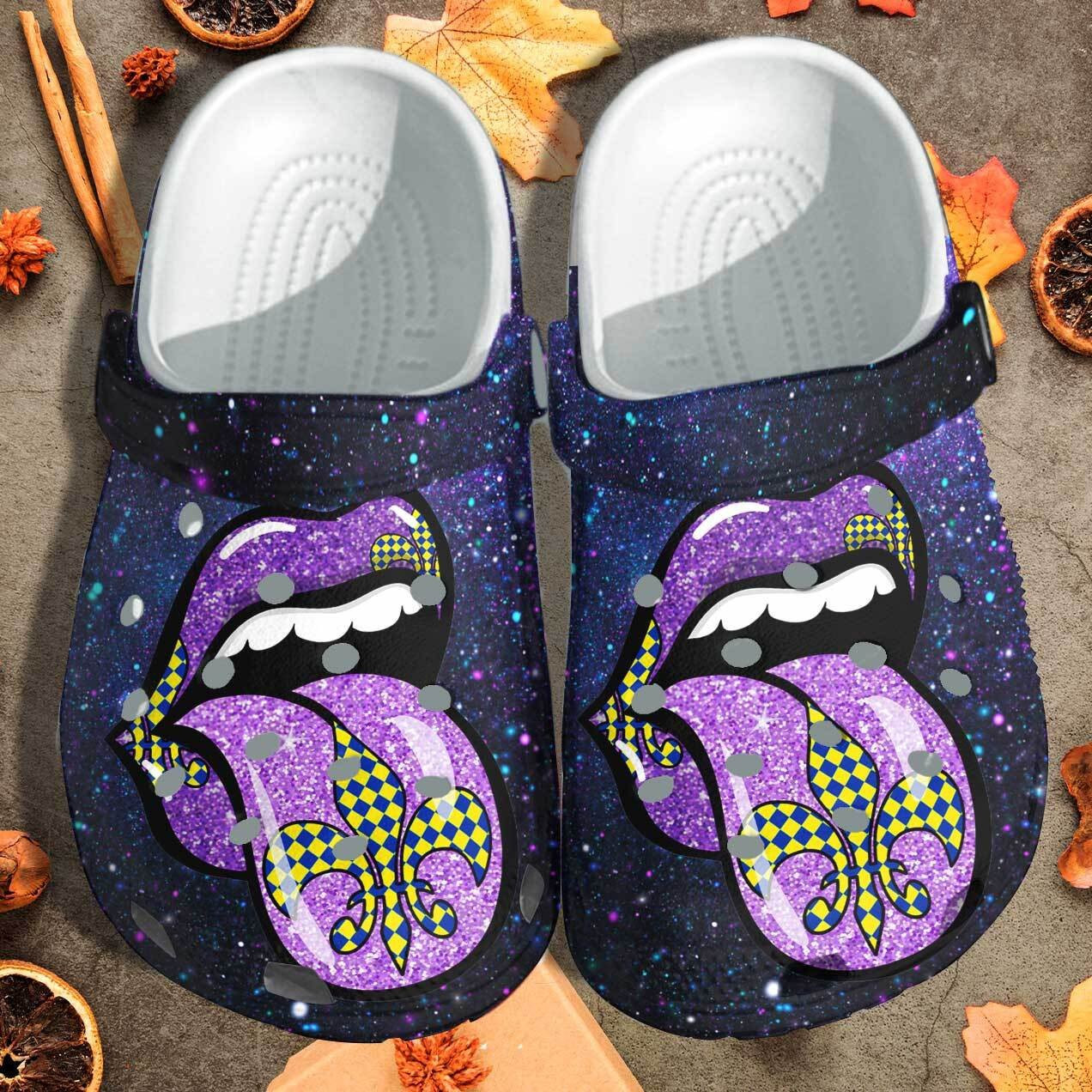 Purple Lip Shoes - Mardi Gras In New Orleans 2022 Crocs