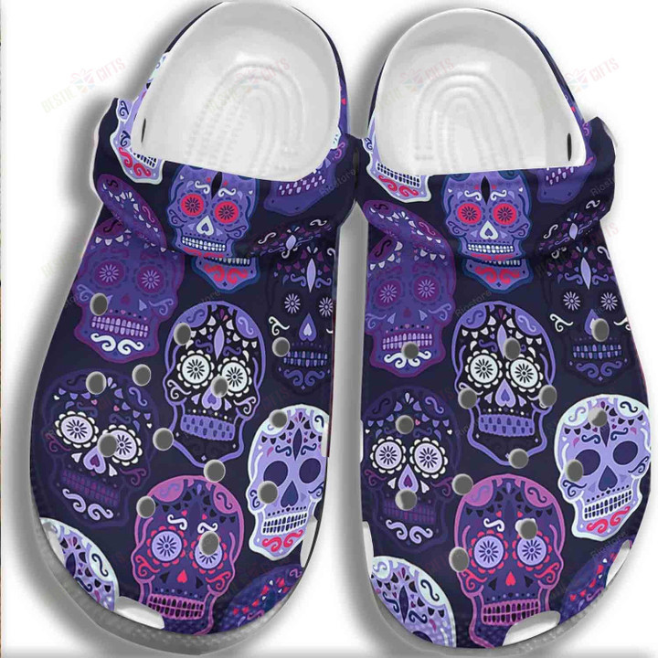 Purple Skull 3D Crocs Classic Clogs Shoes