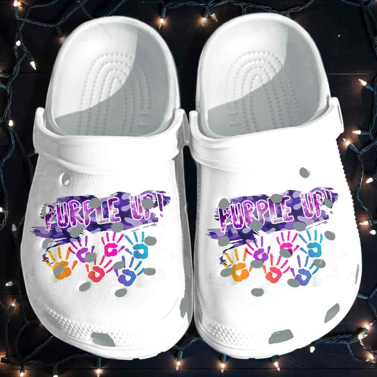 Purple Up Shoes Crocs - Military Child Awareness Sport Clogs Birthday Gift