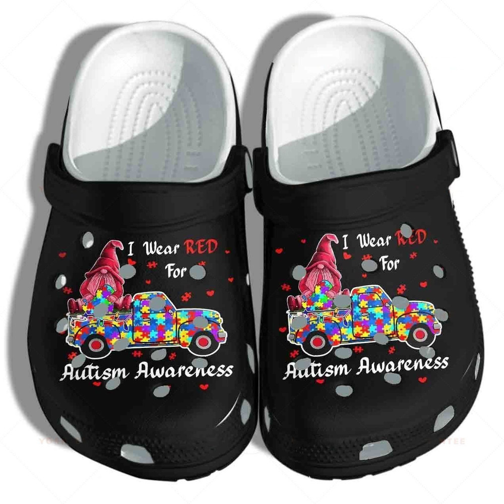 Puzzle Car Gonime Autism Awareness Gnomie Wear Red Gift For Lover Rubber Crocs Clog Shoes Comfy Footwear