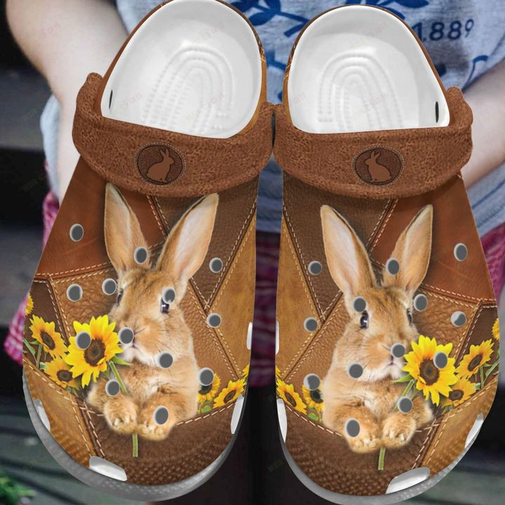 Rabbit White Sole Sunflower Crocs Classic Clogs Shoes