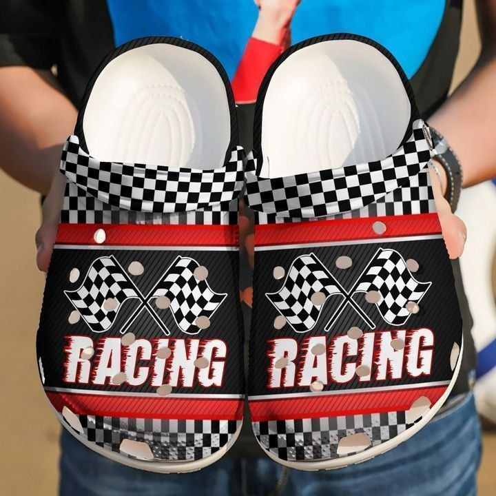 Racing Checkered Flag Crocs Classic Clogs Shoes