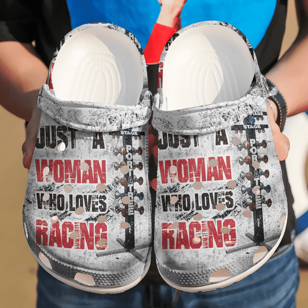 Racing Just A Girl Who Loves 102 Gift For Lover Rubber Crocs Clog Shoes Comfy Footwear