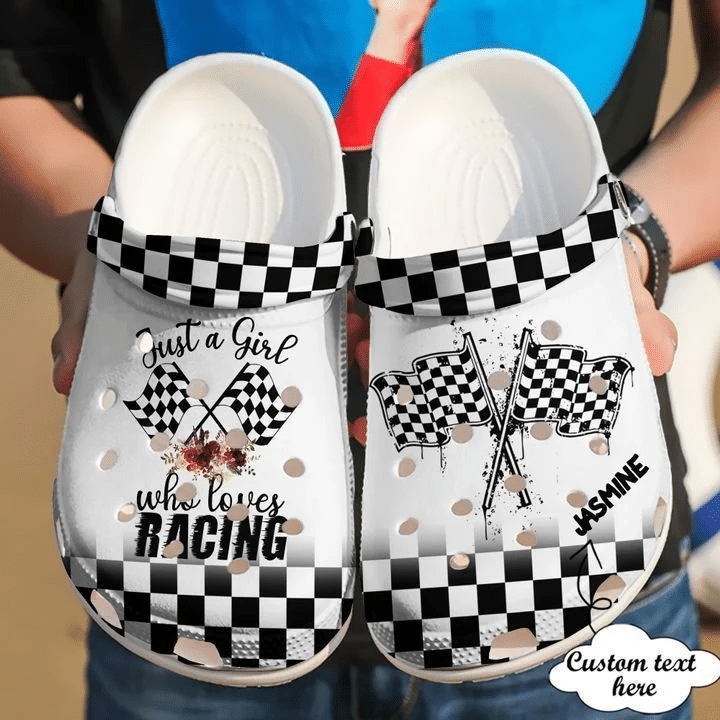 Racing Personalized Just A Girl Who Loves Crocs Classic Clogs Shoes