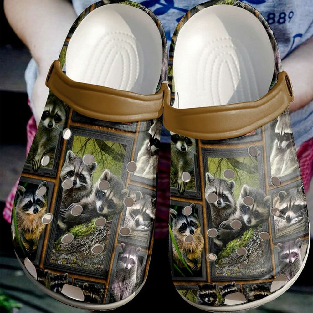 Racoon Pattern 102 Gift For Lover Rubber Crocs Clog Shoes Comfy Footwear