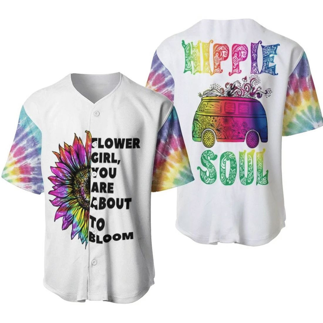 Rainbow Marguerite Daisy Flower Hippie Soul Tie Dye Gift For Lover Baseball Jersey, Unisex Jersey Shirt for Men Women