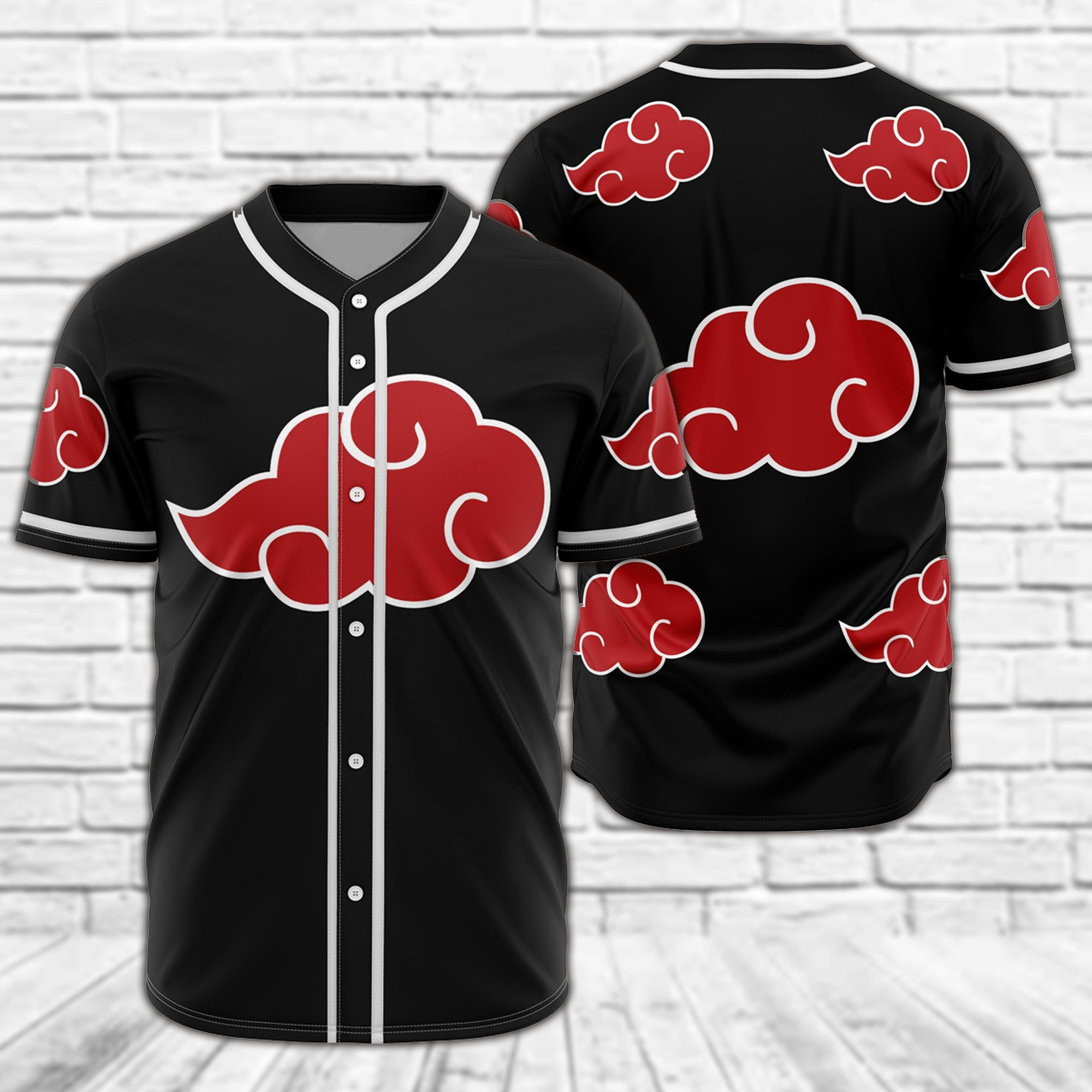 Red Cloud Akatsuki Naruto Anime Baseball Jersey, Unisex Baseball Jersey for Men Women