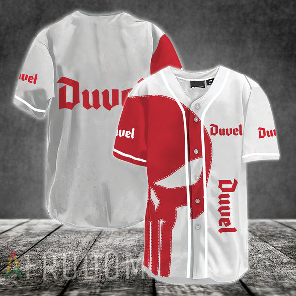 Red Skull Duvel Beer Baseball Jersey