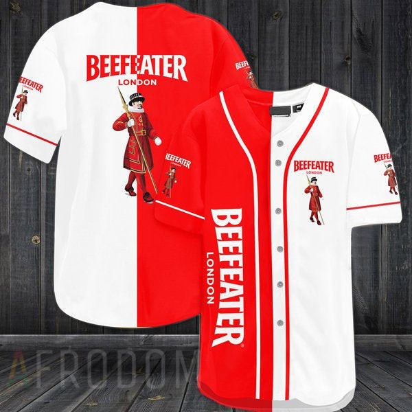 Red White Beefeater Gin Beer Baseball Jersey, Unisex Jersey Shirt for Men Women