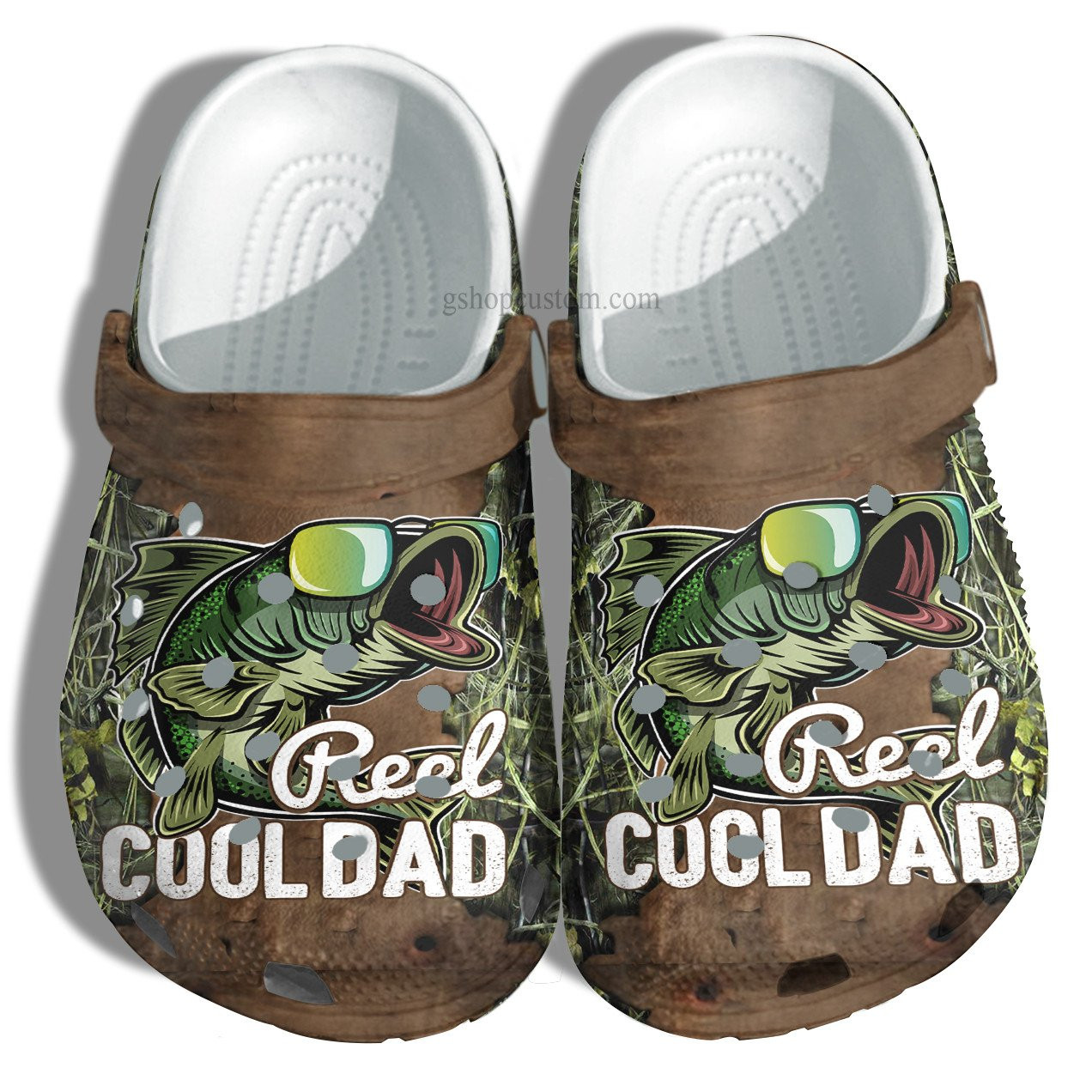 Reel Cool Dad Fishing Retro Croc Shoes Gift Uncle Father Day- Fishing Camo Vintage Crocs Shoes Customize