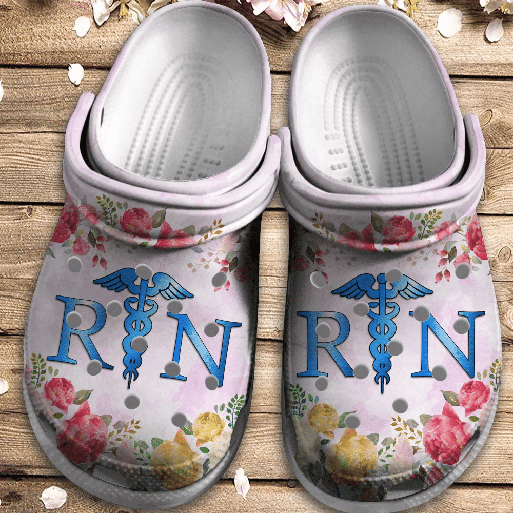 Registered Nurse Flower Gift For Lover Rubber Crocs Clog Shoes Comfy Footwear