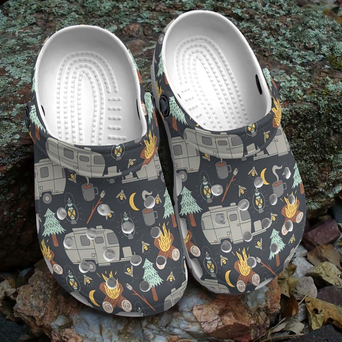 Retro Camping Crocs Shoes Simple Camp In Wood Clog Crocbland Clog