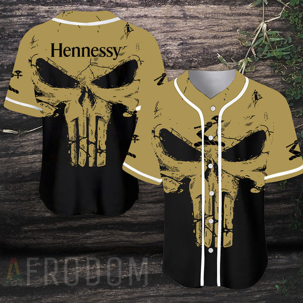 Retro Skull Hennessy Baseball Jersey, Unisex Jersey Shirt for Men Women