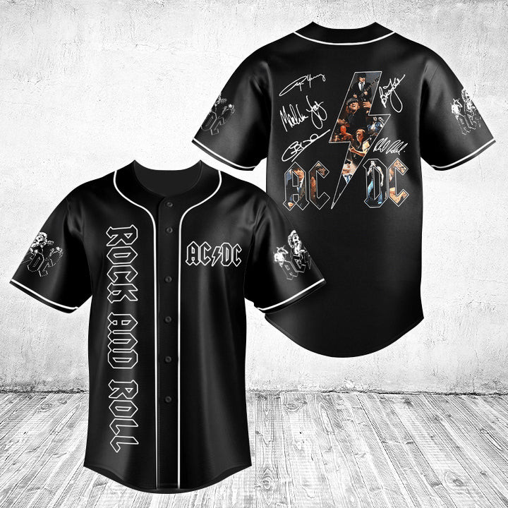 Rock And Roll AC/DC Band Signatures Baseball Jersey