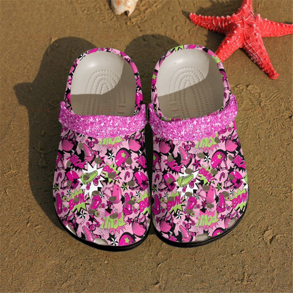 Roller Derby Bam Pow Gift For Lover Rubber Crocs Clog Shoes Comfy Footwear