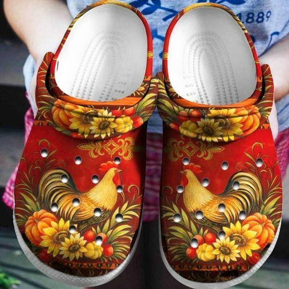 Rooster Flower Personalized 7 Gift For Lover Rubber Crocs Clog Shoes Comfy Footwear