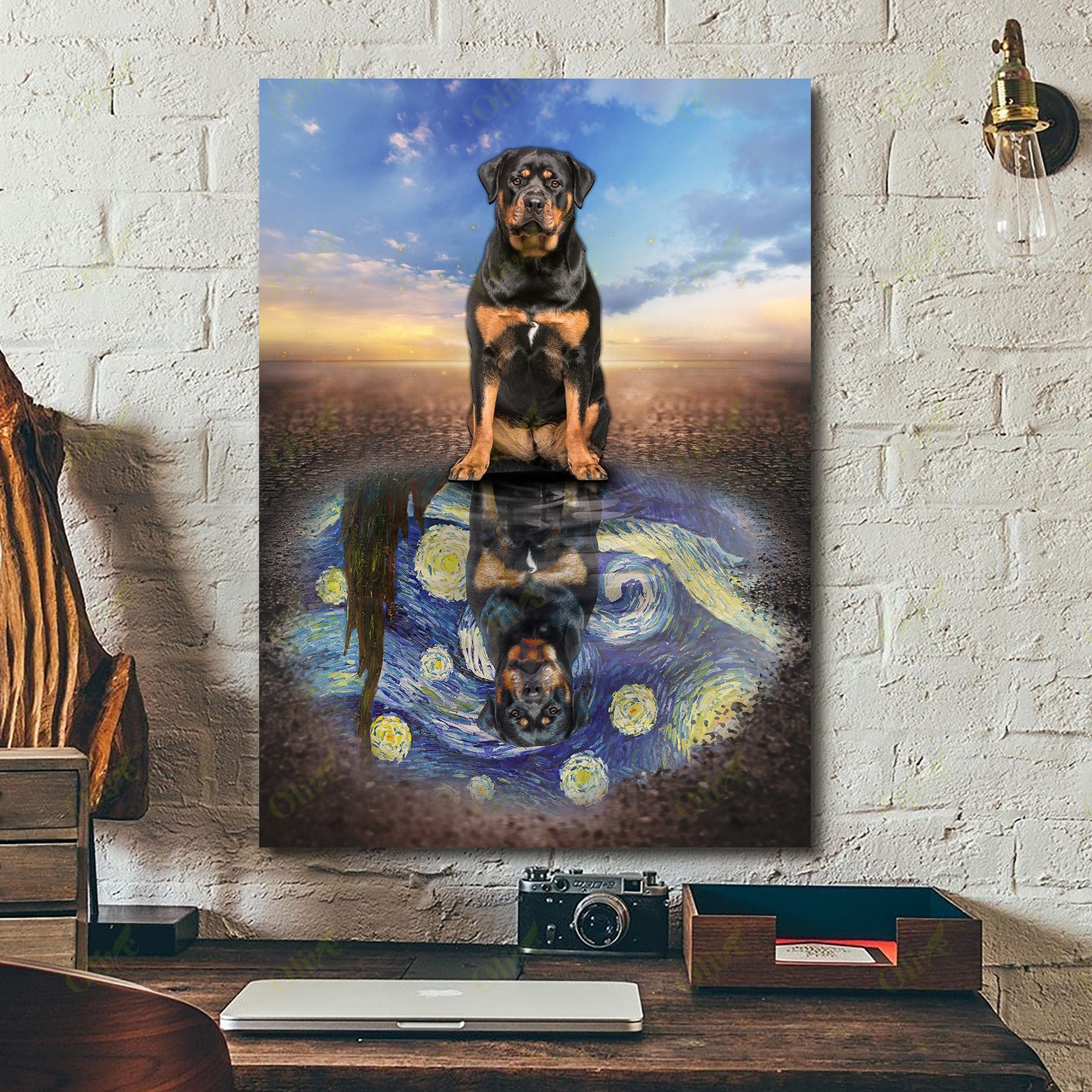 Rottweiler - Amazing Reflection Canvas Rottweiler Vintage Poster And Canvas Art Wall Decor