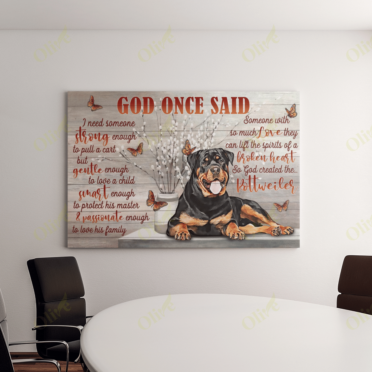 Rottweiler - God Once Said Canvas Rottweiler Poster And Canvas Art Wall Decor