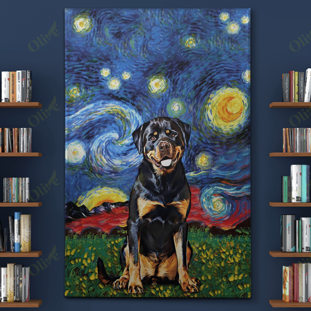 Rottweiler In A Beautiful Night Poster And Canvas Art Wall Decor