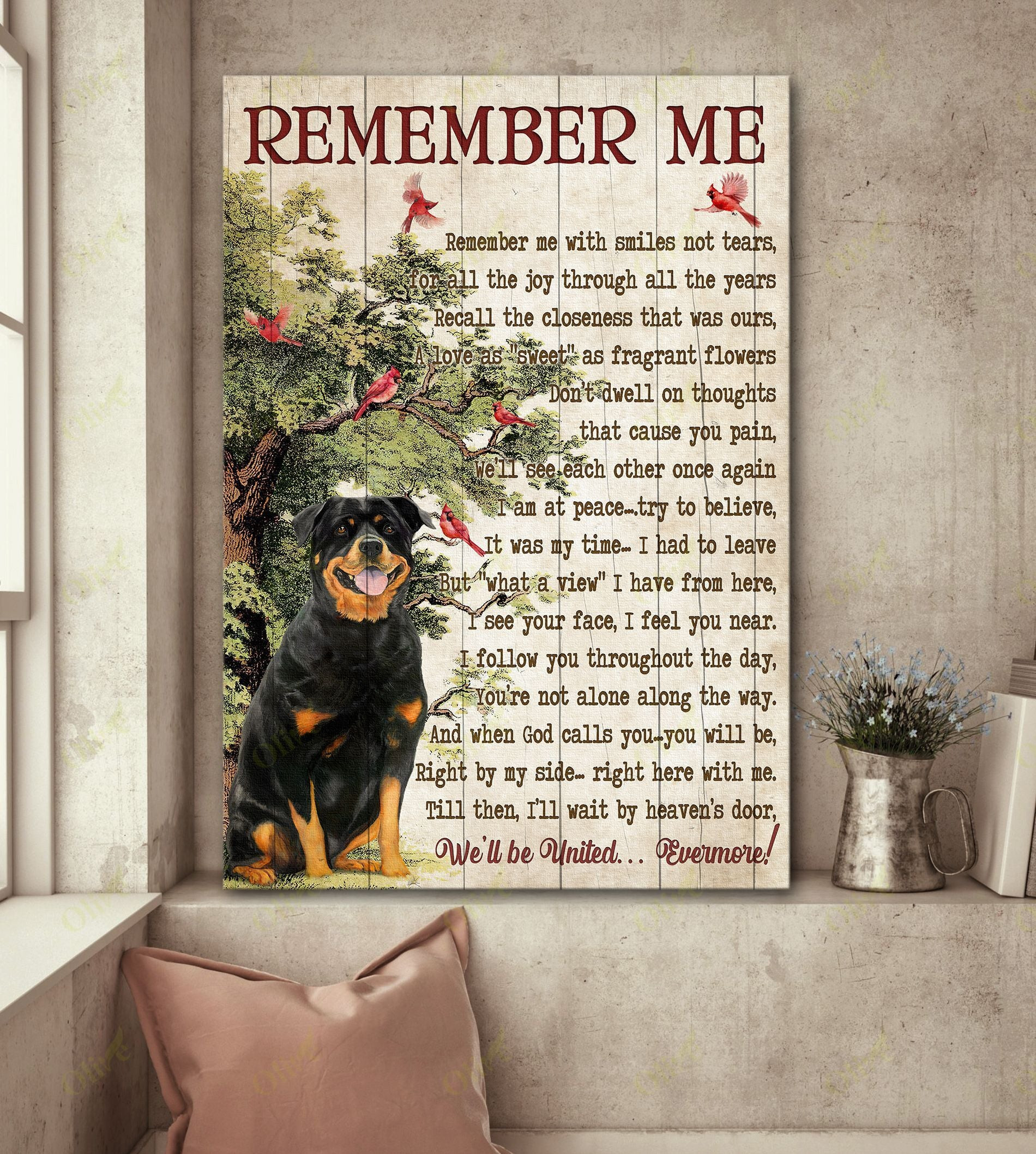 Rottweiler - Remember Me With Smiles Poster And Canvas Art Wall Decor