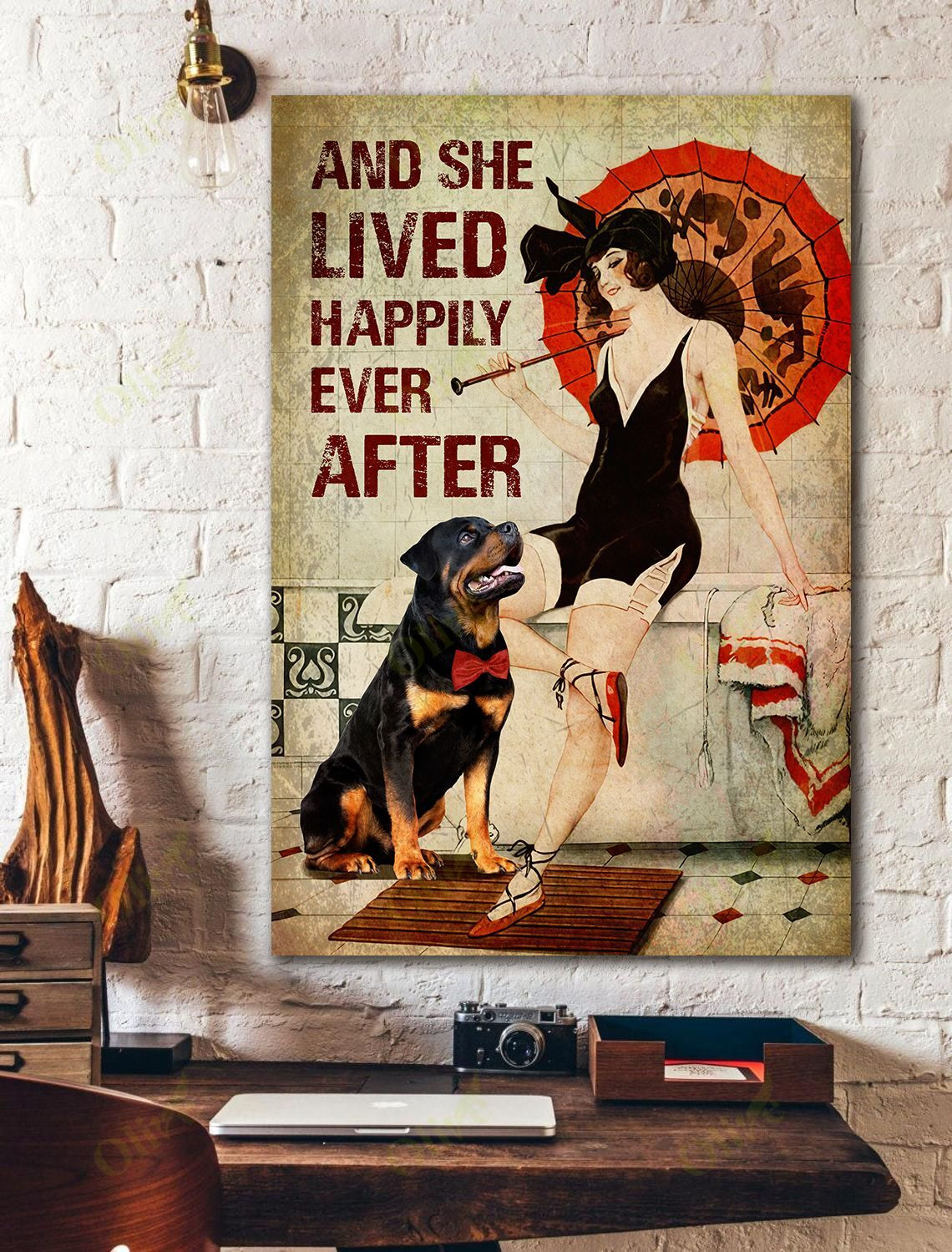 Rottweiler - She Lived Happily Ever After Poster And Canvas Art Wall Decor