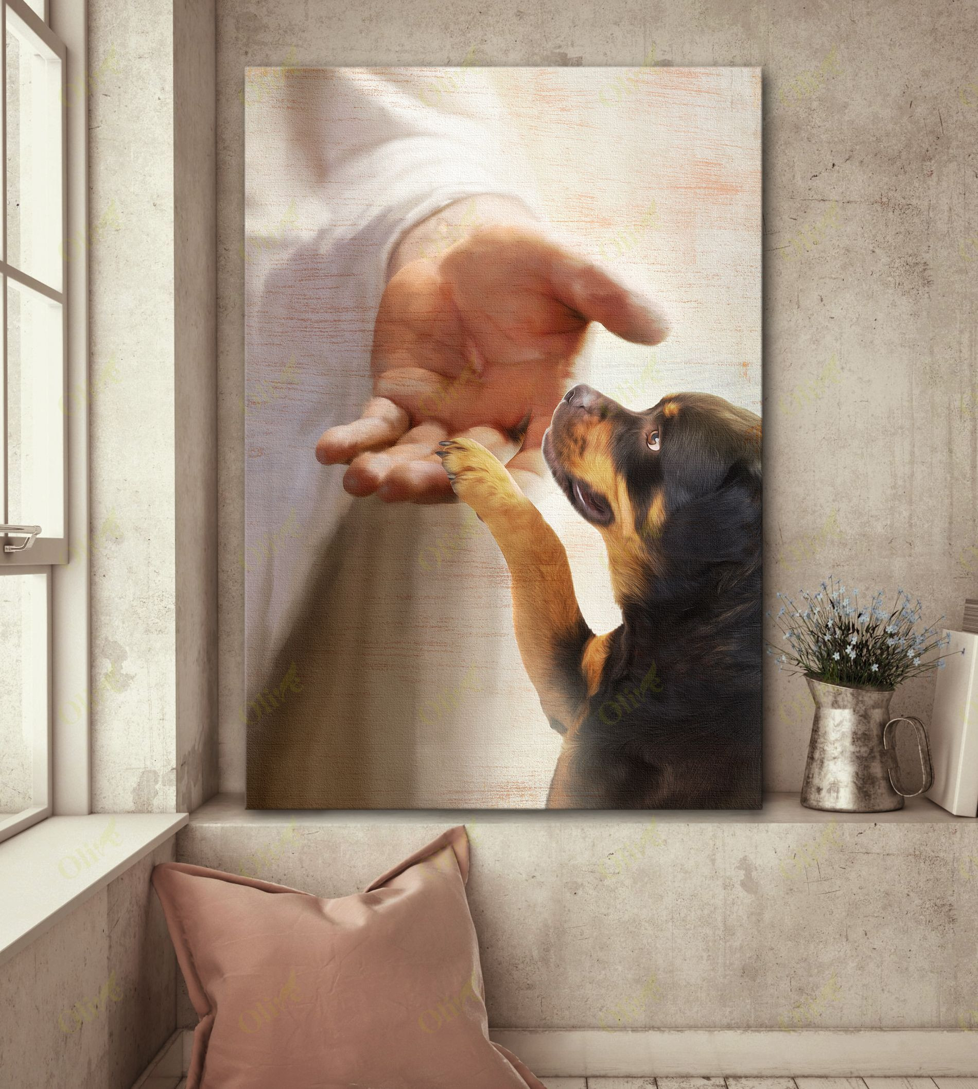 Rottweiler - Take My Hand 2 Poster And Canvas Art Wall Decor