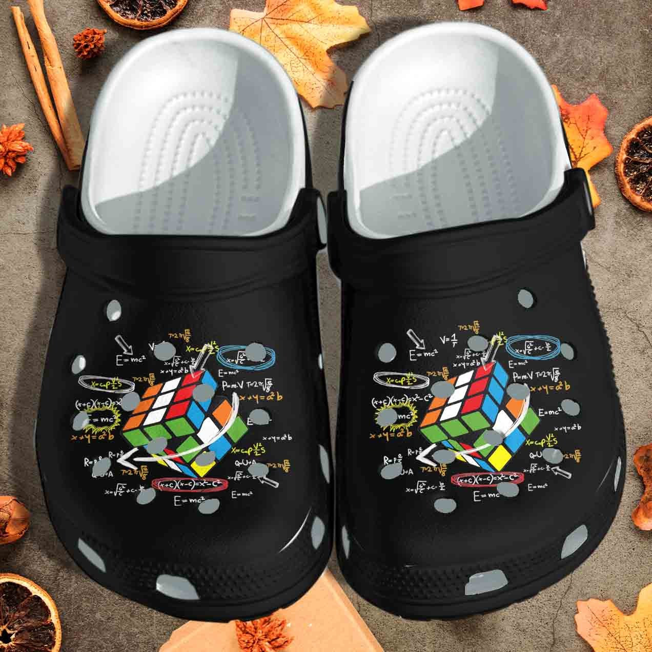 Rubik Cute Shoes Crocs For Who Love Math - Funny Equation Clog Birthday Gift For Teacher Friends