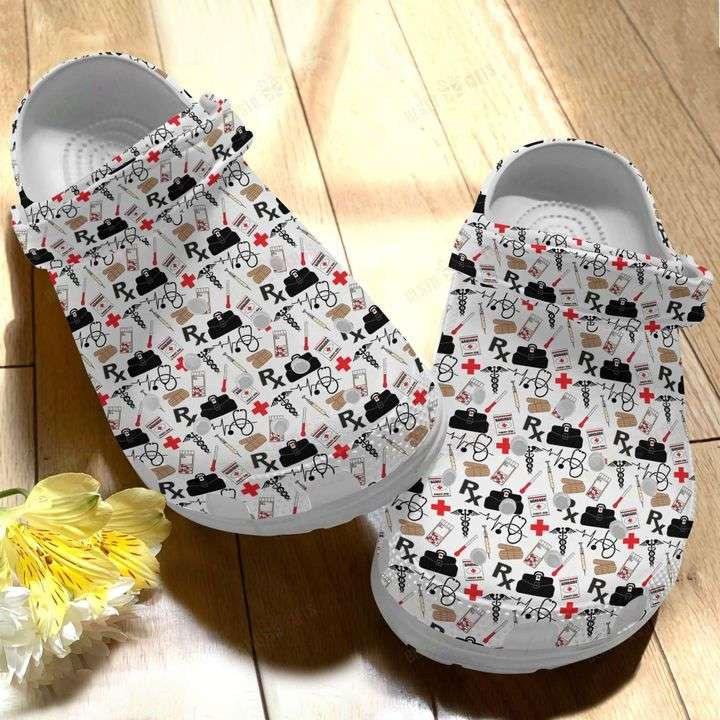 Rx Nurse Pattern Crocs Crocband Clog Shoes For Men Women