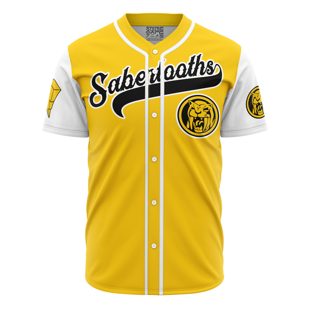 Sabertooths Yellow Power Rangers Baseball Jersey