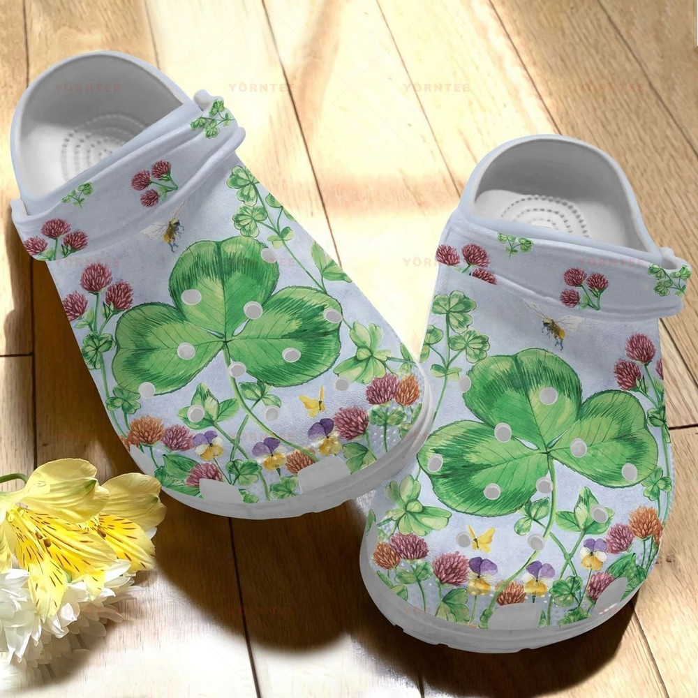 Saint Patrick Lucky Symbols Gift For Lover Rubber Crocs Clog Shoes Comfy Footwear