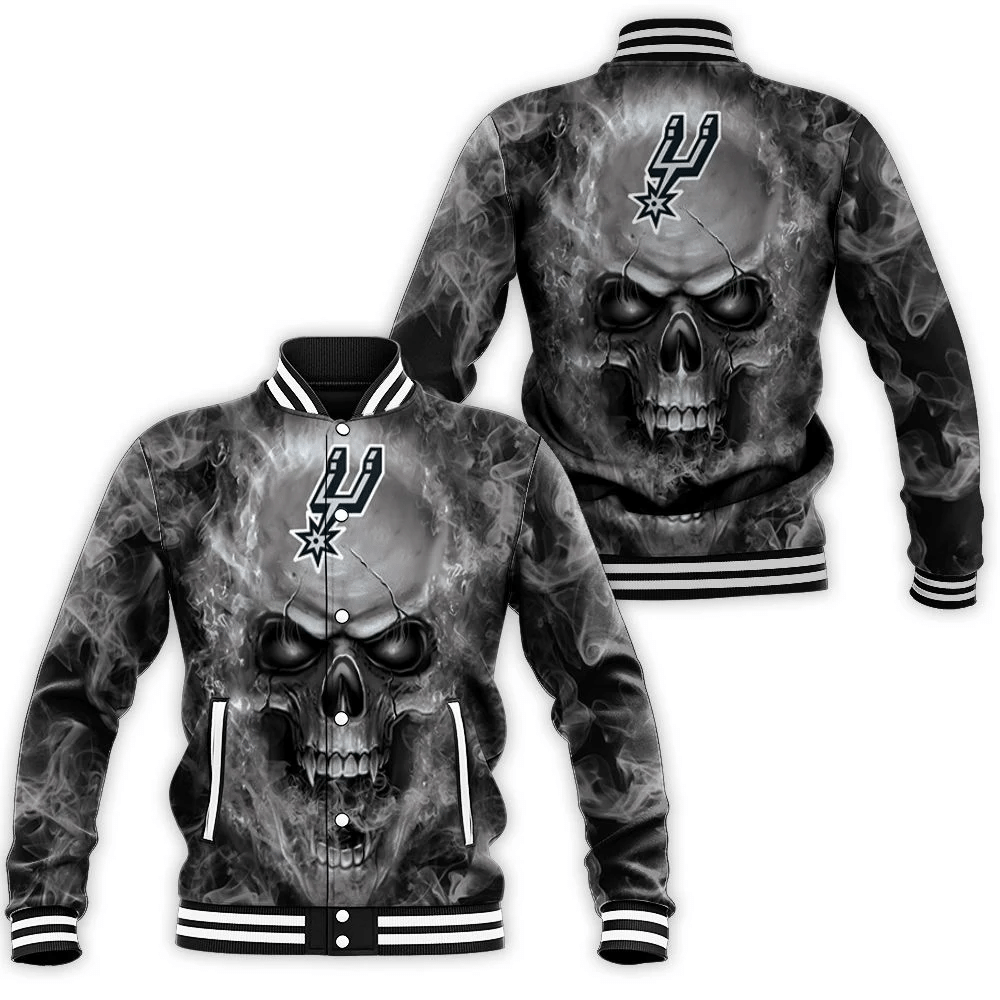 San Antonio Spurs Nba Fans Skull Baseball Jacket for Men Women