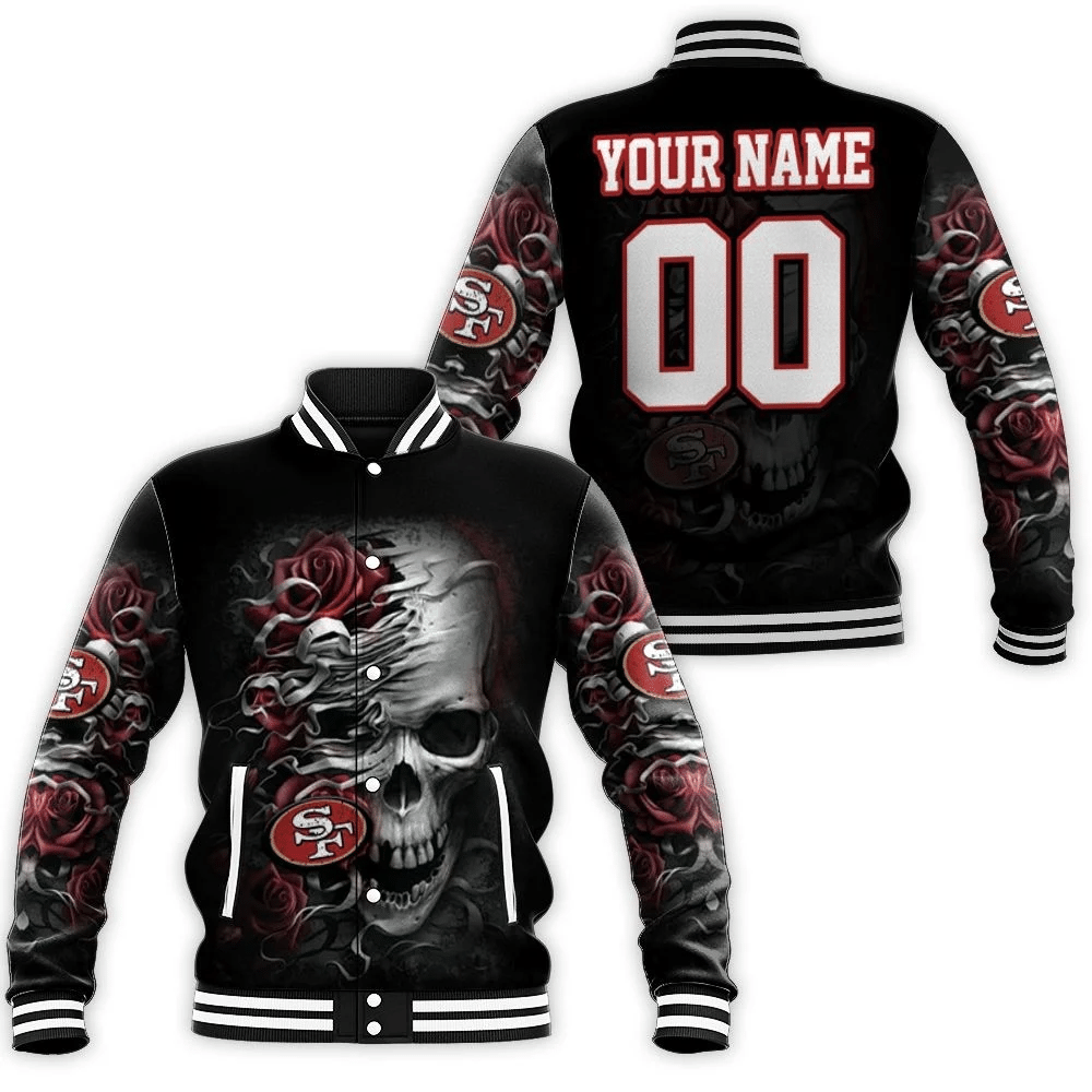 San Francisco 49ers Skull Flower For Fans Personalized Baseball Jacket for Men Women