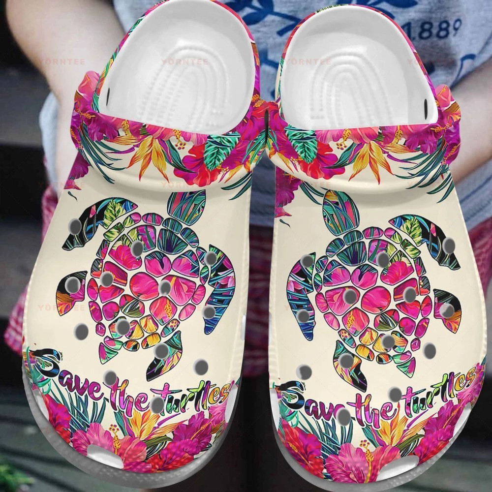 Save The Turtles Tropical Summer Gift For Lover Rubber Crocs Clog Shoes Comfy Footwear