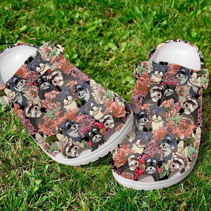 Schnauzer Floral Crocs Classic Clogs Shoes PANCR0461