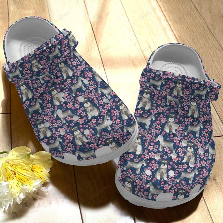 Schnauzers Cherry Blossom Crocs Classic Clogs Shoes